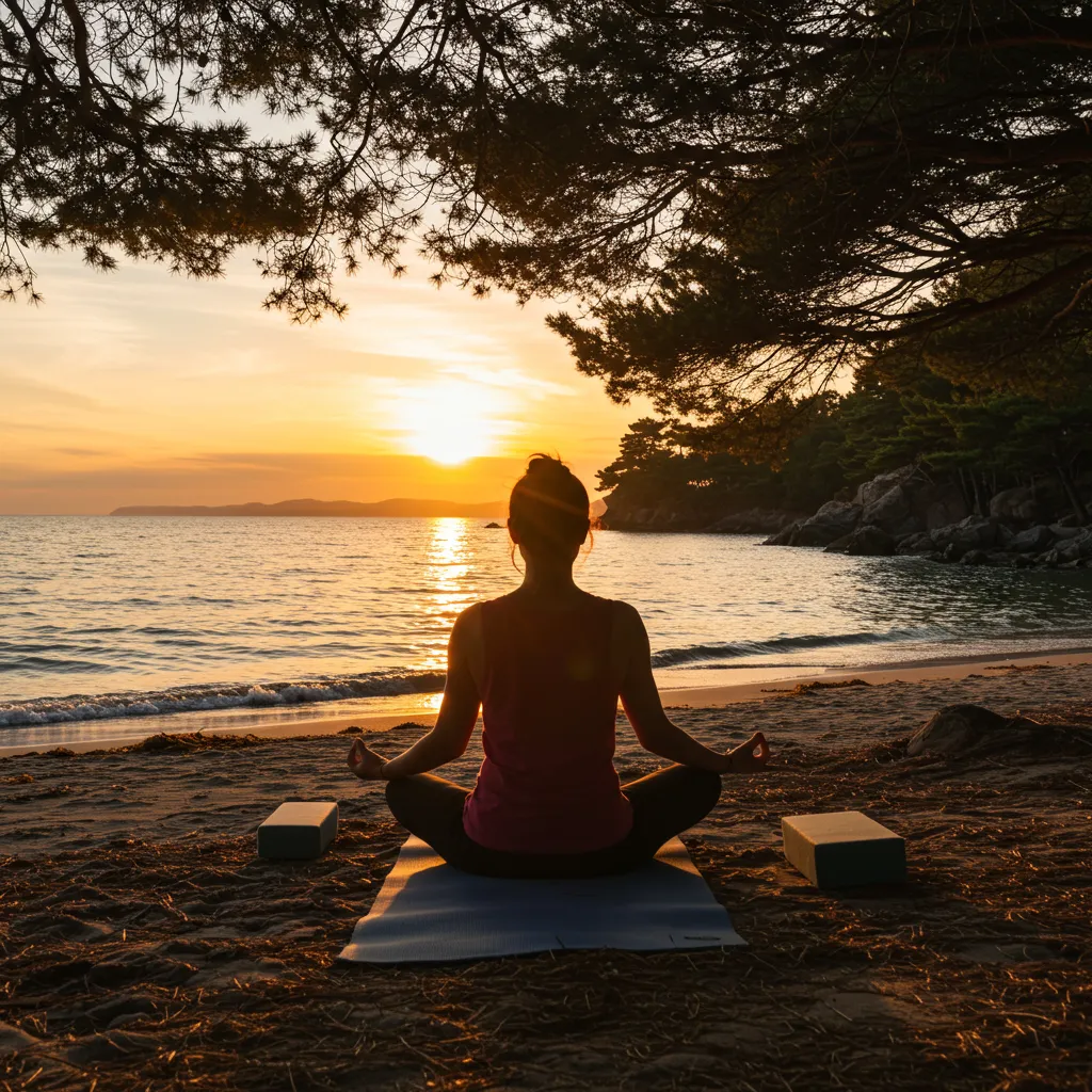 한적한해변에서 명상