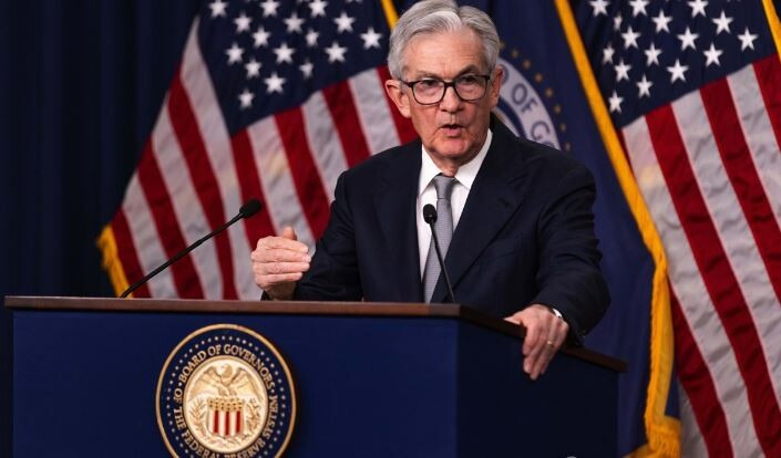 제롬 파월 연준 의장이 FOMC 회의 후 기자회견을 하는 모습