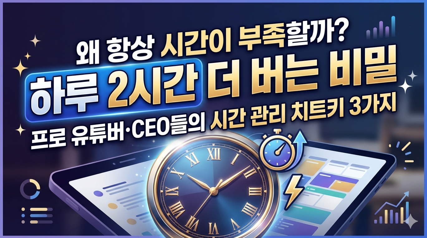 "왜 항상 시간이 부족할까?" 프로 유튜버&middot;CEO들이 절대 말 안 하는 시간 관리 치트키 3가지