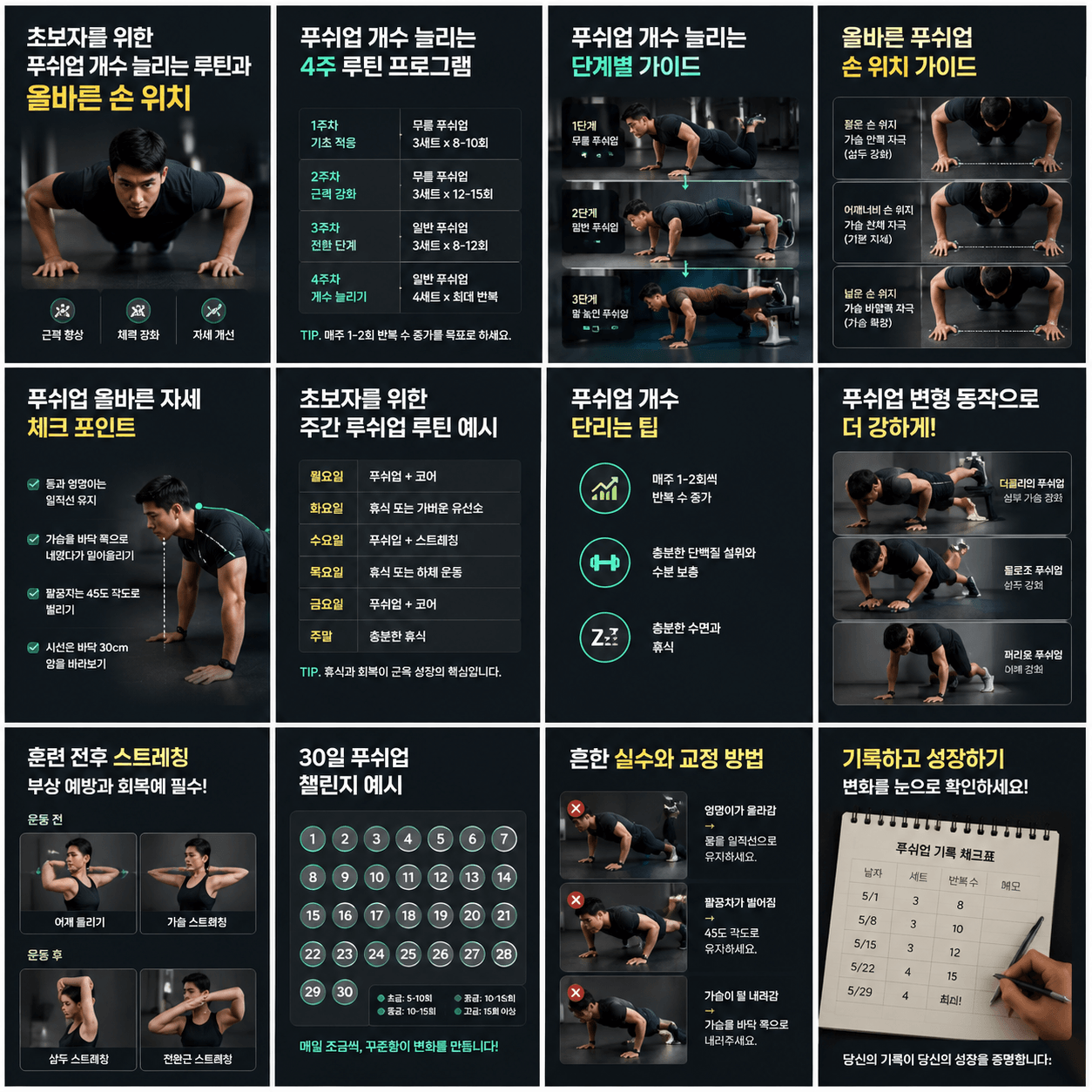 초보자를 위한 맨몸 푸쉬업 개수 늘리는 루틴과 올바른 손 위치