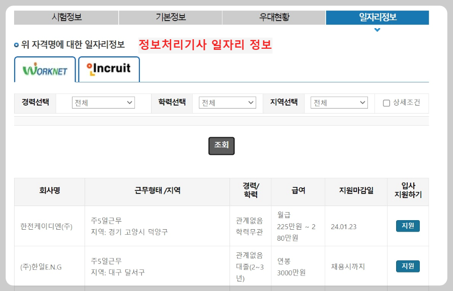 정보처리기사-일자리-정보