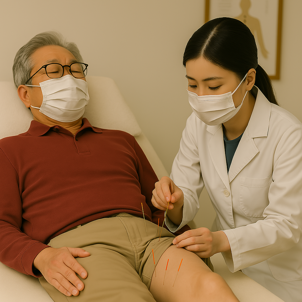 한의원에서 침맞는 어르신