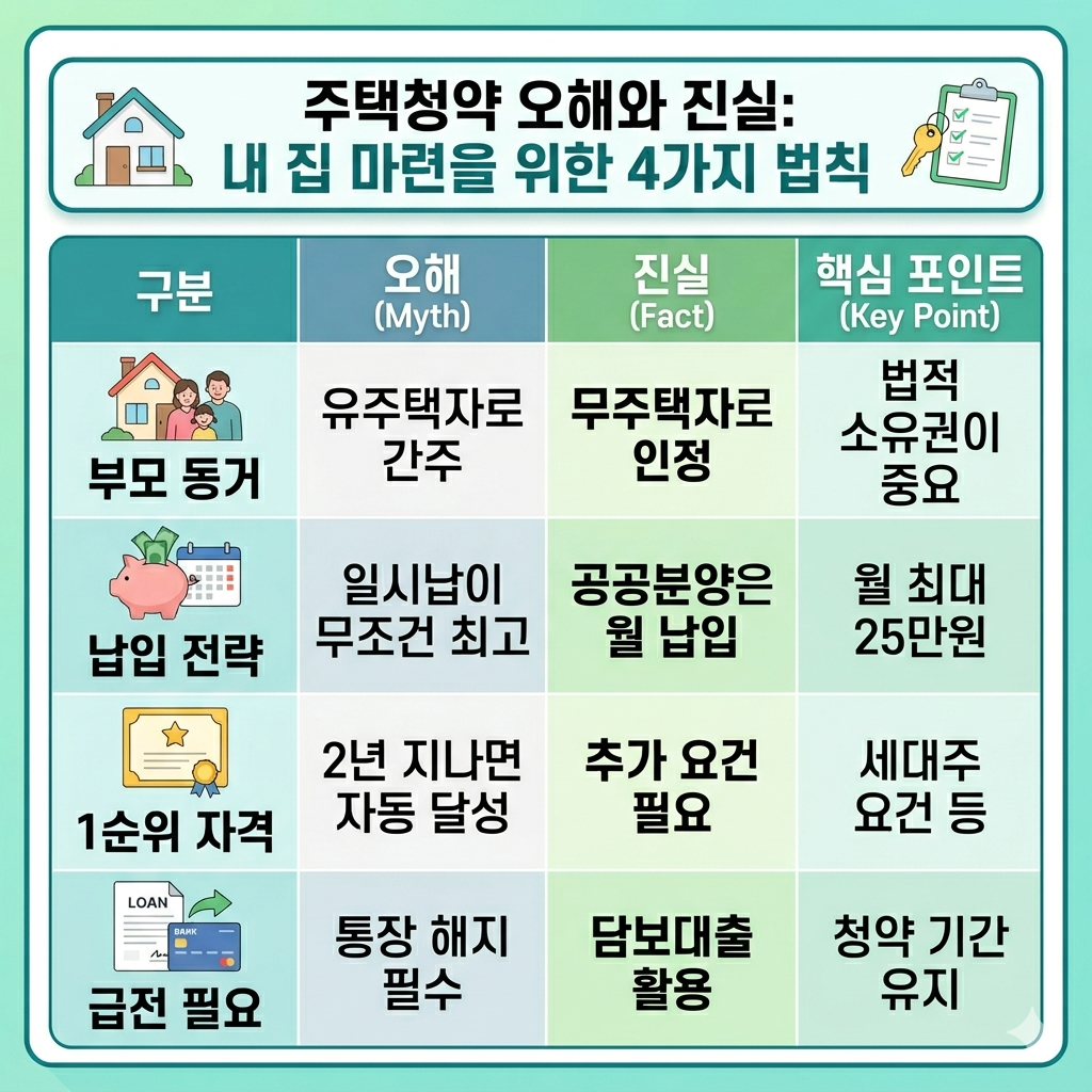 Infographic table correcting Korean housing subscription myths
