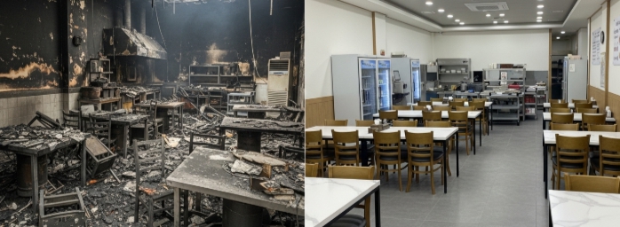 상가 음식점 화재 후 인테리어까지