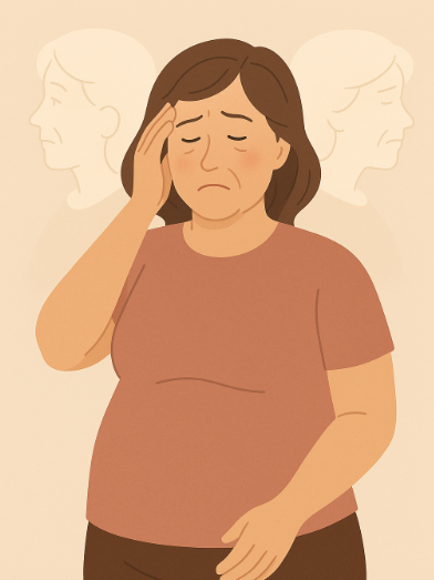 갱년기에 힘들어하는 여성