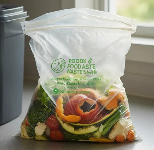 음식물 쓰레기 봉투에 비닐