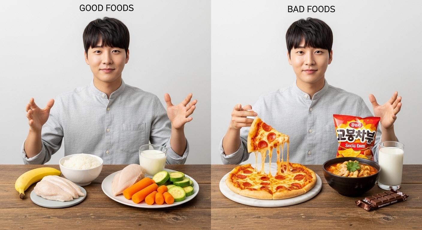 장염에 걸렸을 때 좋은 음식은 무엇이고, 나쁜 음식은 무엇인가요?