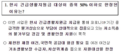 저소득층 긴급생활지원금