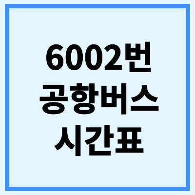6002 공항버스 시간표 노선 타는곳