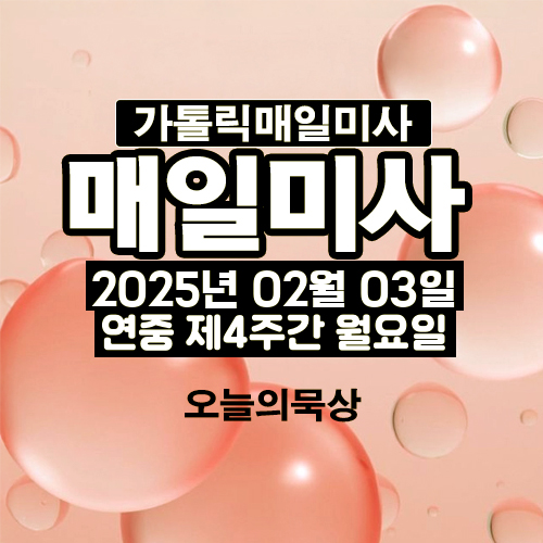 2025년 2월 3일 매일미사 연중 제4주간 월요일 오늘의 묵상