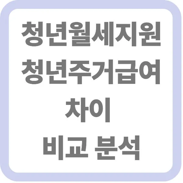 청년월세지원과 청년주거급여 차이 비교 분석 텍스트가 적힌 대표 썸네일 이미지
