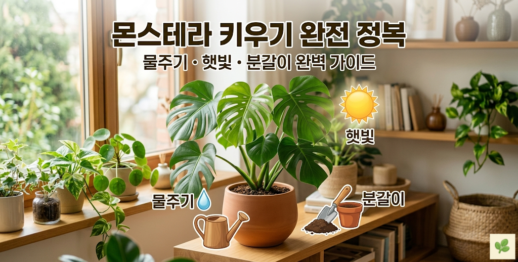 몬스테라 키우기 완전 정복 (물주기, 햇빛, 분갈이)