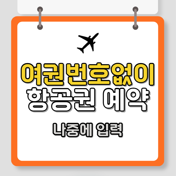 여권번호 없이 항공권 예약 방법, 여권번호 나중에 입력