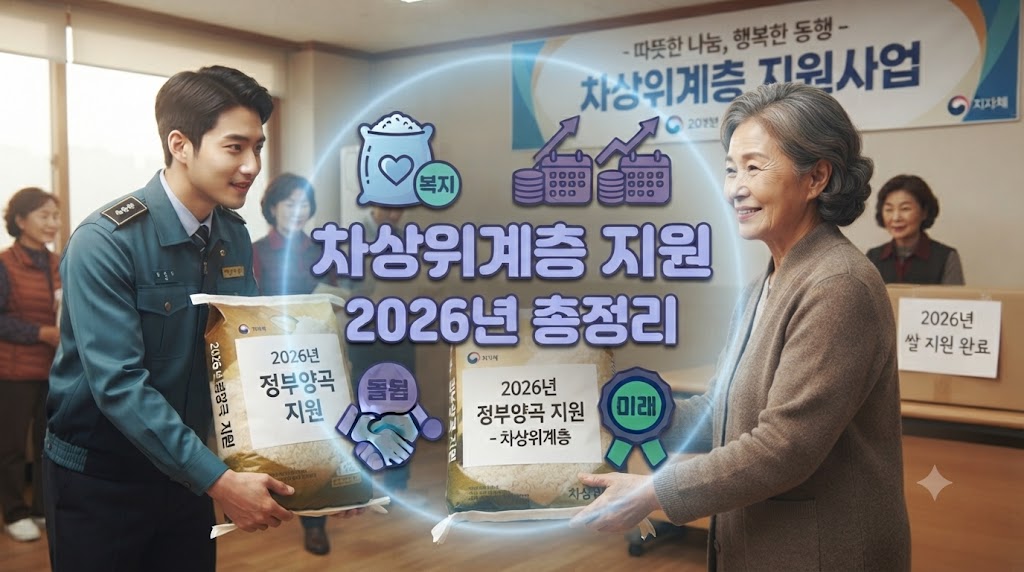 차상위계층 정부양곡 지원받는 모습