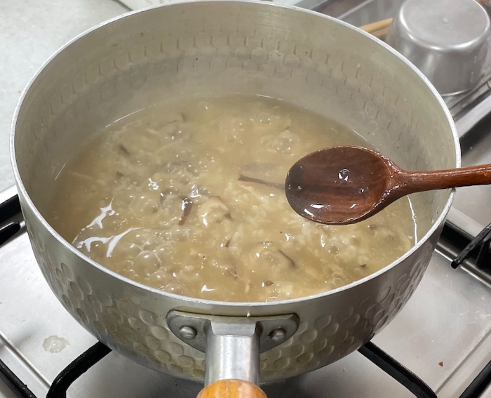 한식조리기능사 실기시험 준비 - 장국죽 - 이때 멈추고 제출 직전 다시 끓이기