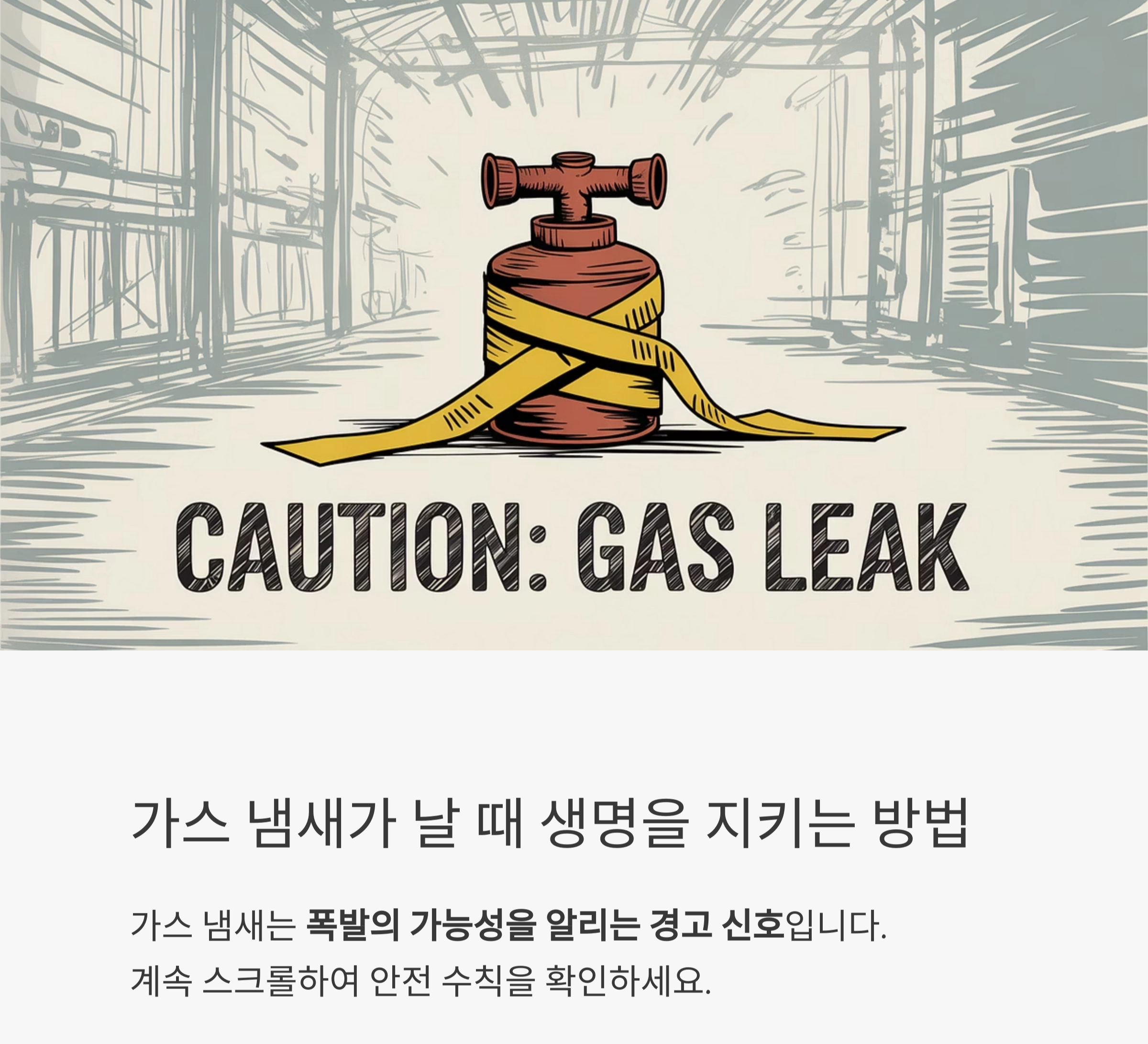 가스냄새가 날 때는 절대 불을 켜지 마세요! 생명을 지키는 안전 수칙