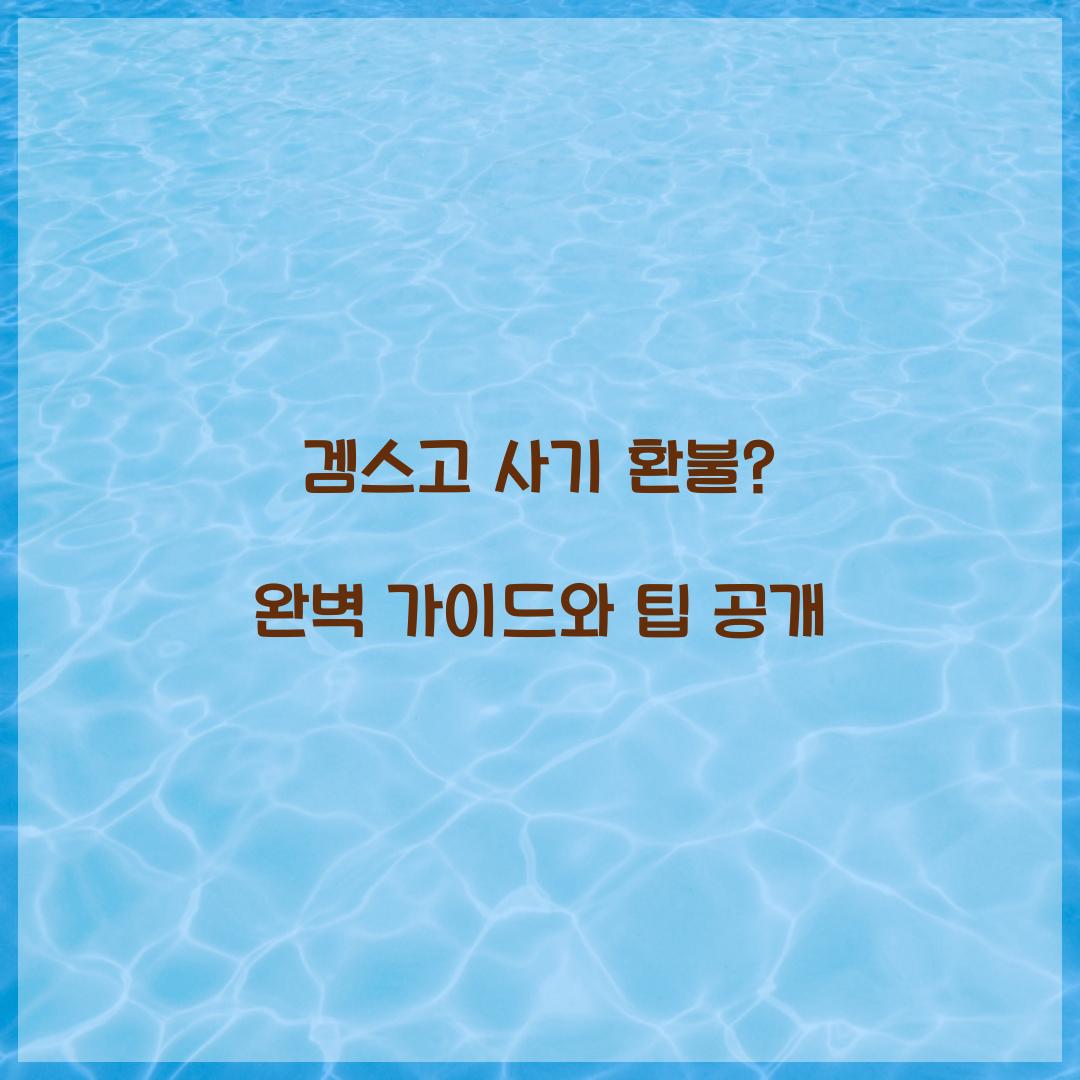 겜스고 사기 환불