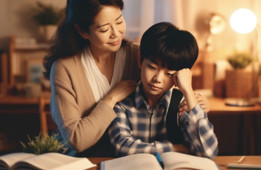 엄마가 아이를 따뜻하게 위로하는 장면