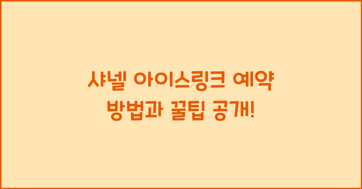 샤넬 아이스링크 예약