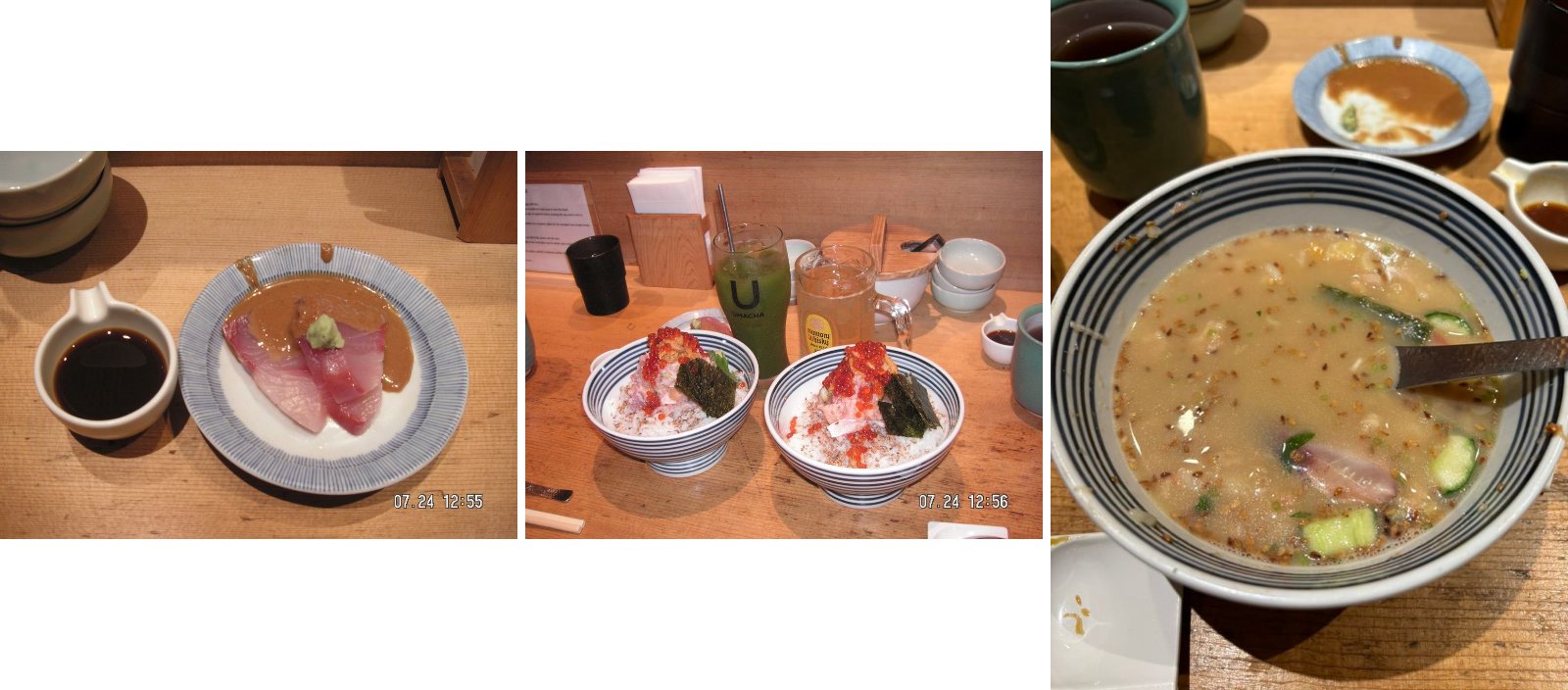 츠지한. 유명하죠. 다들 웨이팅까지 하면서 먹는 곳이죠. 제 기준 5점 만점 3점. 물론 맛이 없는 건 아니에요. 근데 가격이 비싸고 더운날 한시간정도 땡볕에서 웨이팅해서 들어갔는데, 그저 보통의 맛이었어요. 이러면 제 주관적인 평가가 좋기가 힘들어요ㅎㅎ..제가 더위에 좀 약하거든요. 만약 웨이팅이 없다고 하면 갈것이냐 이게 궁금하시죠? 그래도 안가요 가격을 싸게 해주면 갈거에요. 이 가격에 먹기엔 아까워요. 이 가격이면 오뎅바 가세요 · 10번 사진이랑 같은 줄에 넣어줘 · 10번 사진이랑 같은 줄에 넣어줘