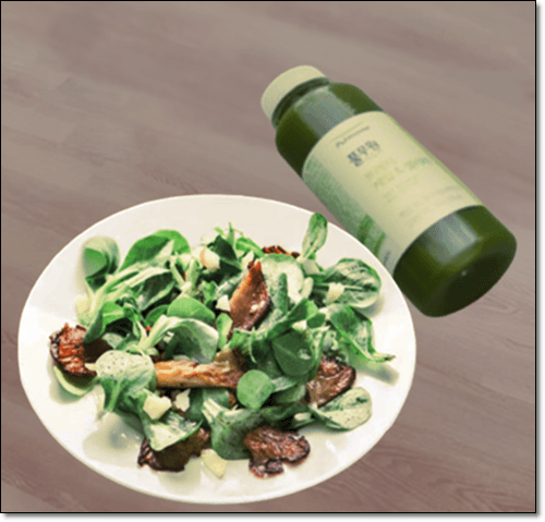 시금치 주스와 시금치 샐러드