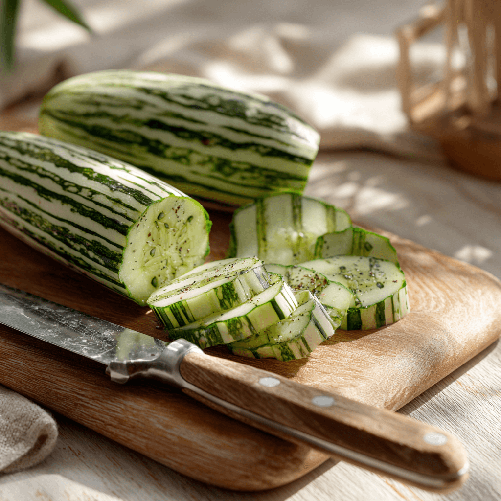 도마-위에-썰어놓은-오이-이미지