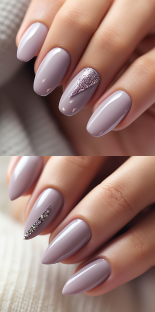 펄 큐빅 포인트 연한 보라색 네일아트 디자인