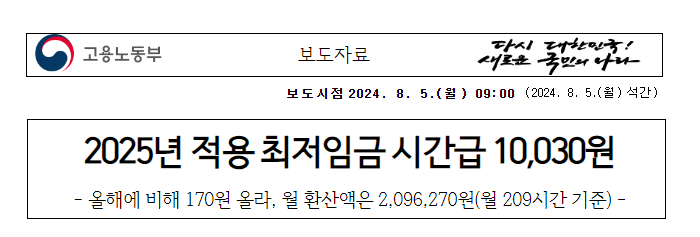 2025년 근로자 최저임금