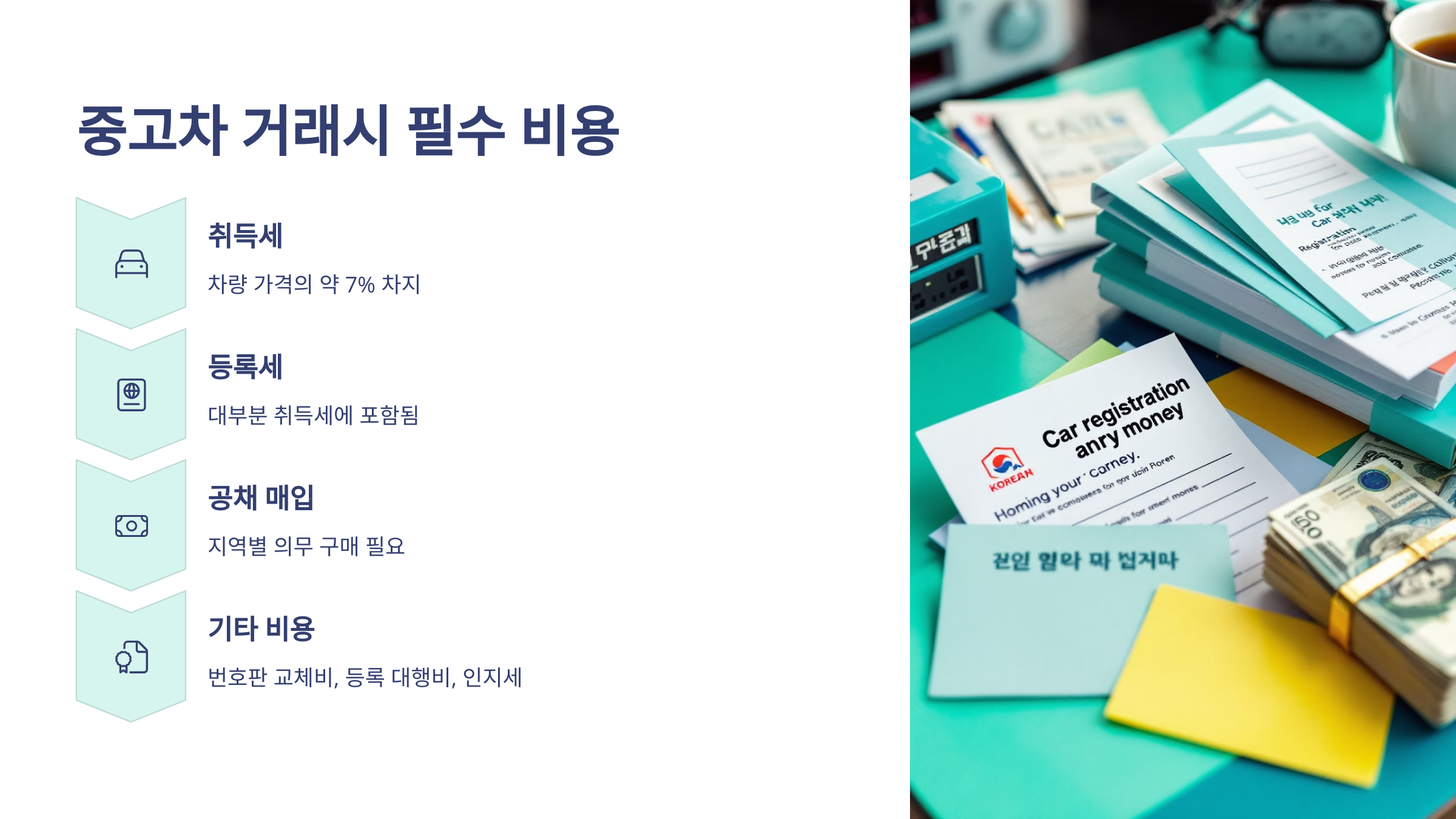 딜러의 명함과 달러가 책상에 놓여있다.