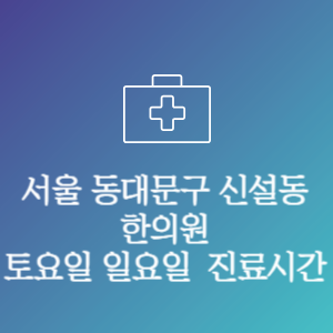 서울 동대문구 신설동 한의원 주말 토요일 일요일 문여는 병원 진료시간