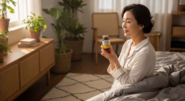 50대 여성 멜라토닌 수면 보충제 이미지