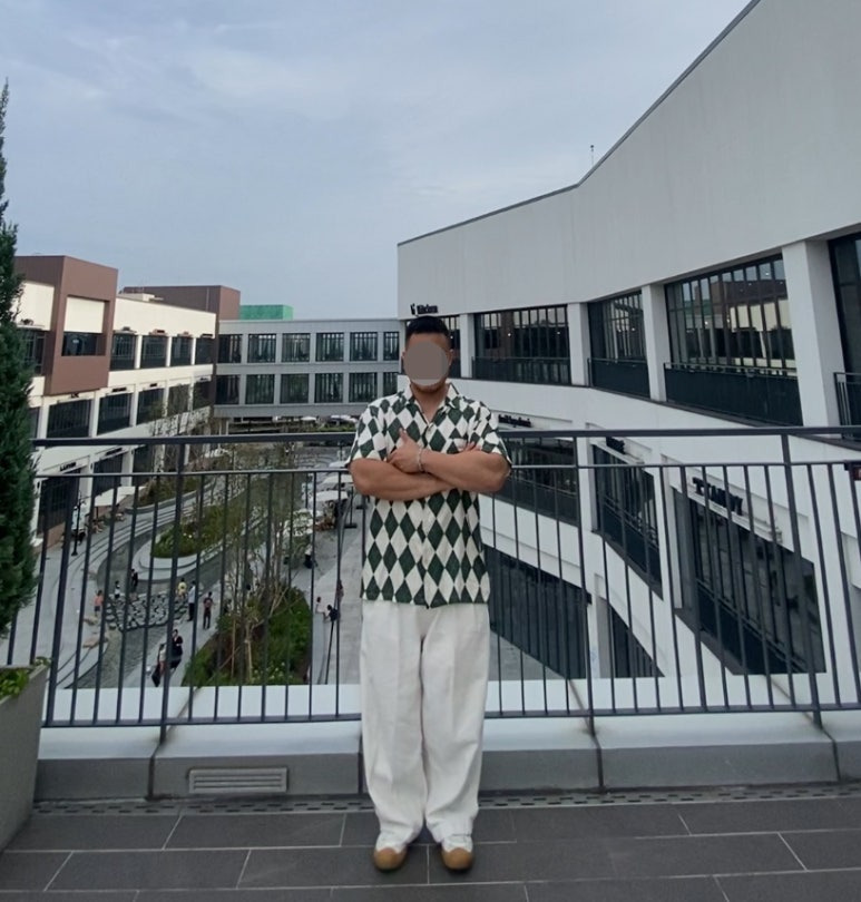 데일리룩('26. 7. 19.)아케인펑크 아가일 펑크 하프 오버사이즈 하와이안셔츠, 무신사스탠다드 와이드 벌룬팬츠, 스텔라레알레 컨버스, 서지컬스틸 팔찌, 마크-4 실버덤벨 피어싱