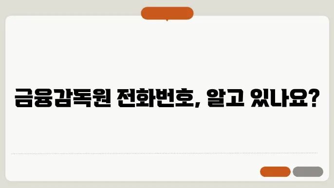 금융감독원 전화번호