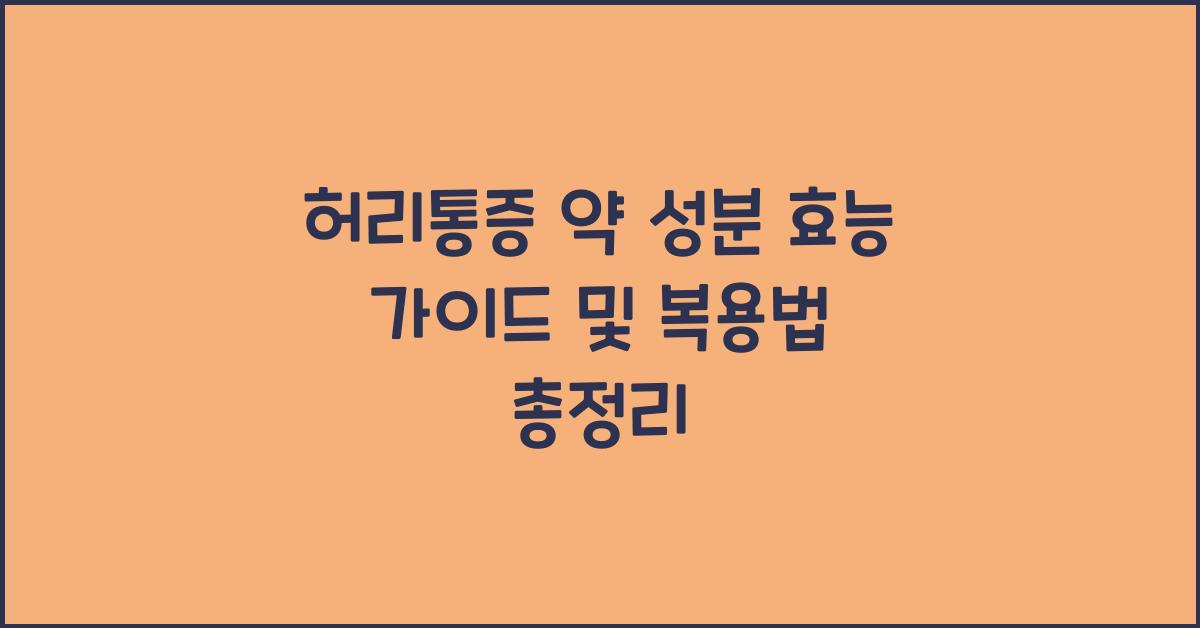 허리통증 약 성분 효능