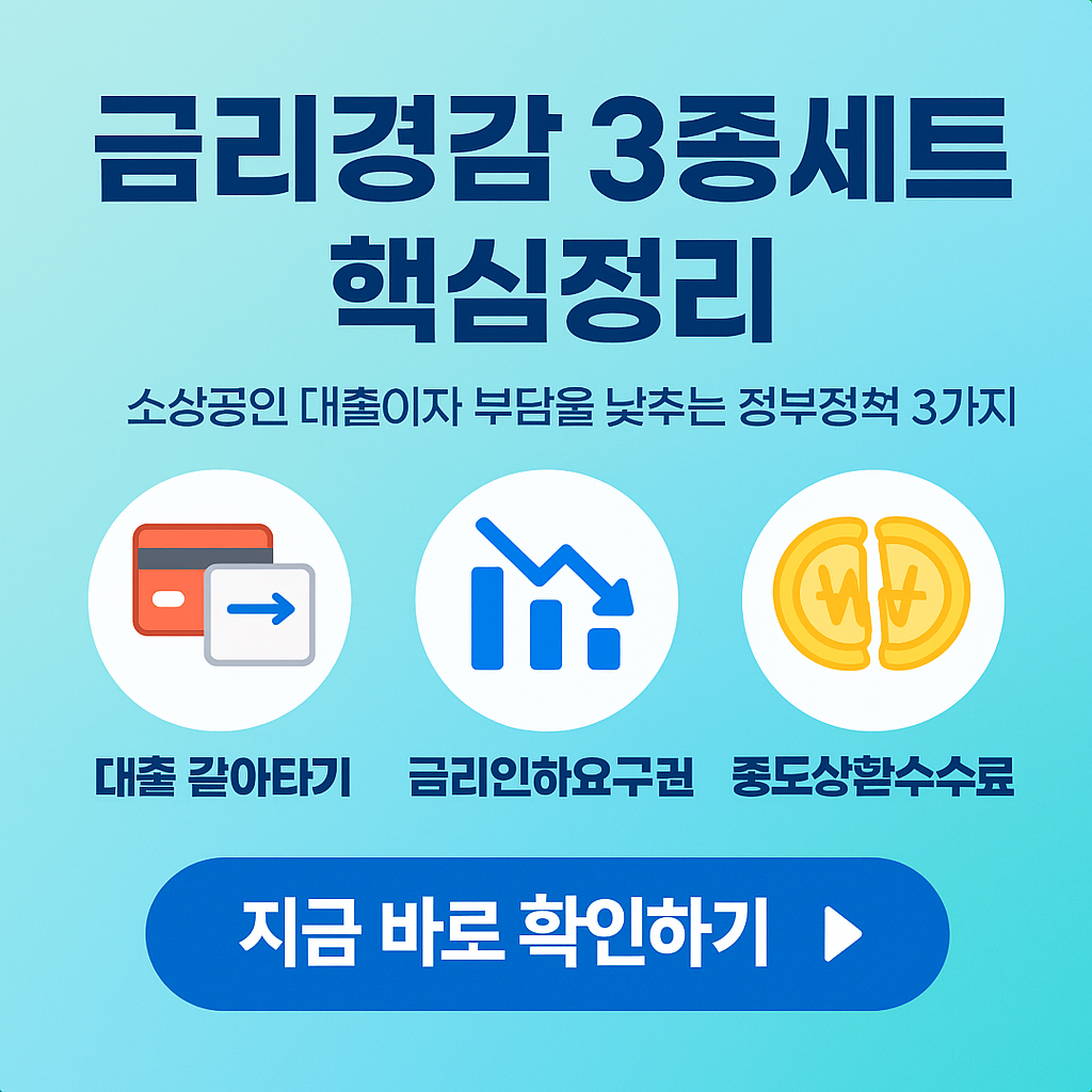 &lsquo;금리경감 3종세트&rsquo; 완전정리 &ndash; 소상공인 대출이자 낮춰주는 정부 핵심정책 3가지