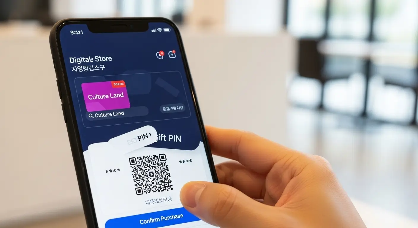 스마트폰 앱스토어에서 컬쳐랜드 상품권을 구매하고 핀번호를 확인하는 안전한 과정