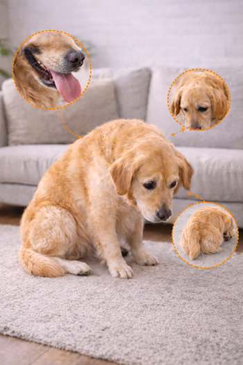 스트레스 증상을 나타내는 강아지 모습 사진