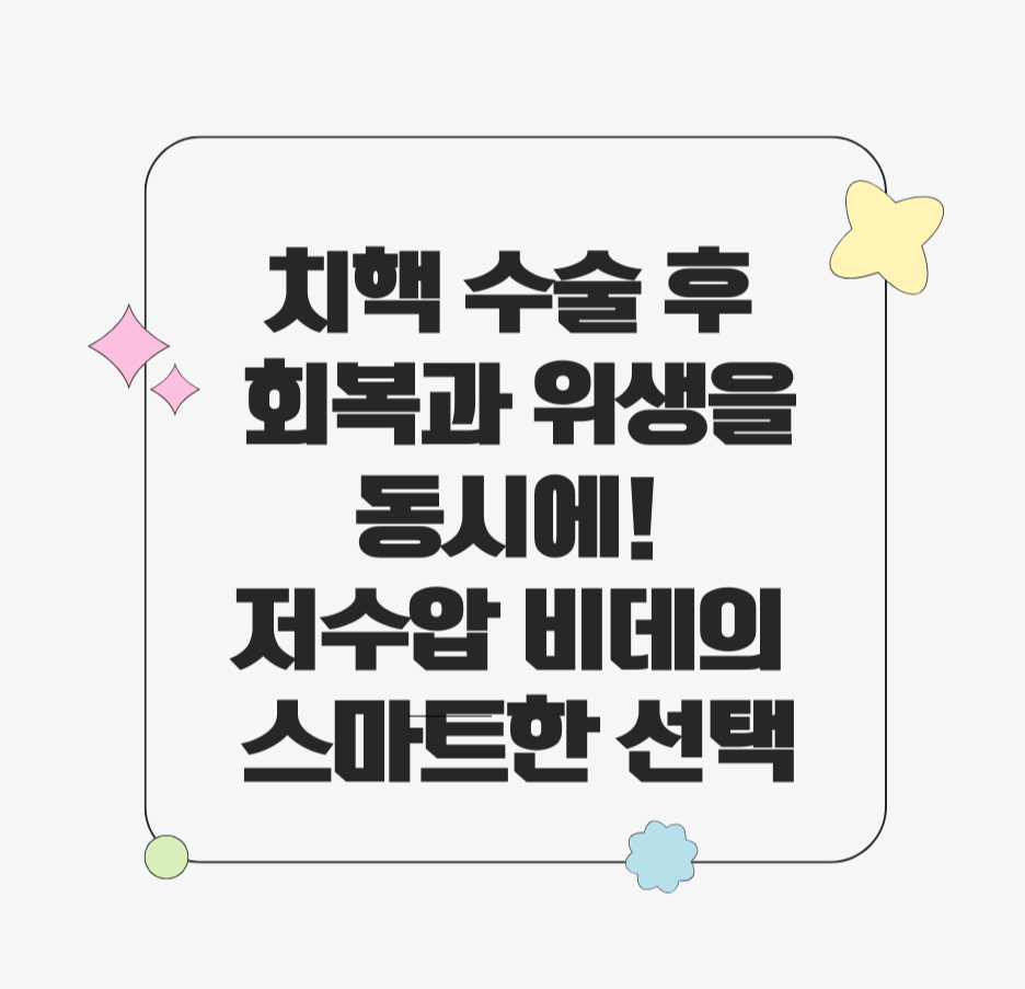 치핵 수술 후 회복과 위생을 동시에! 저수압 비데의 스마트한 선택 제목 이미지