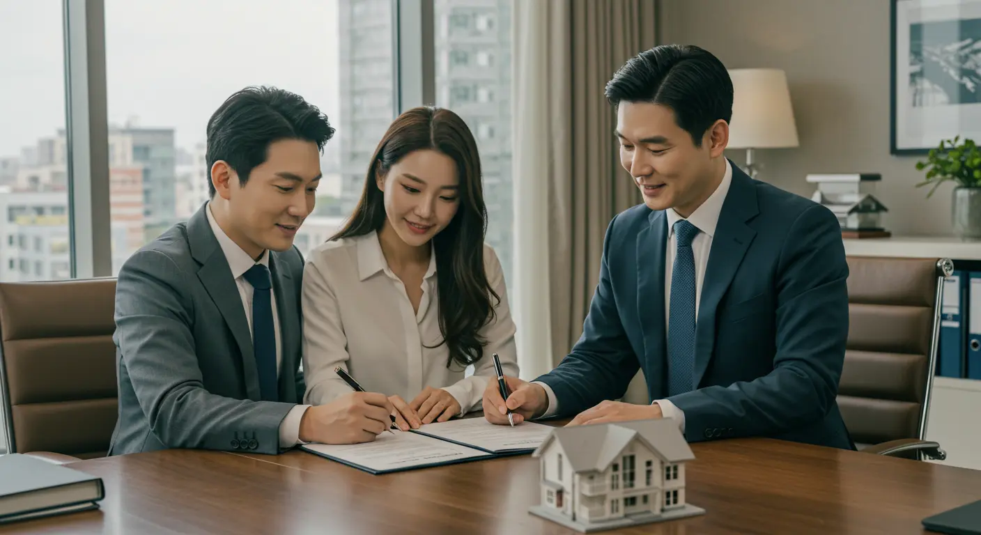 인감증명서를 활용해 부동산 계약을 하는 부부