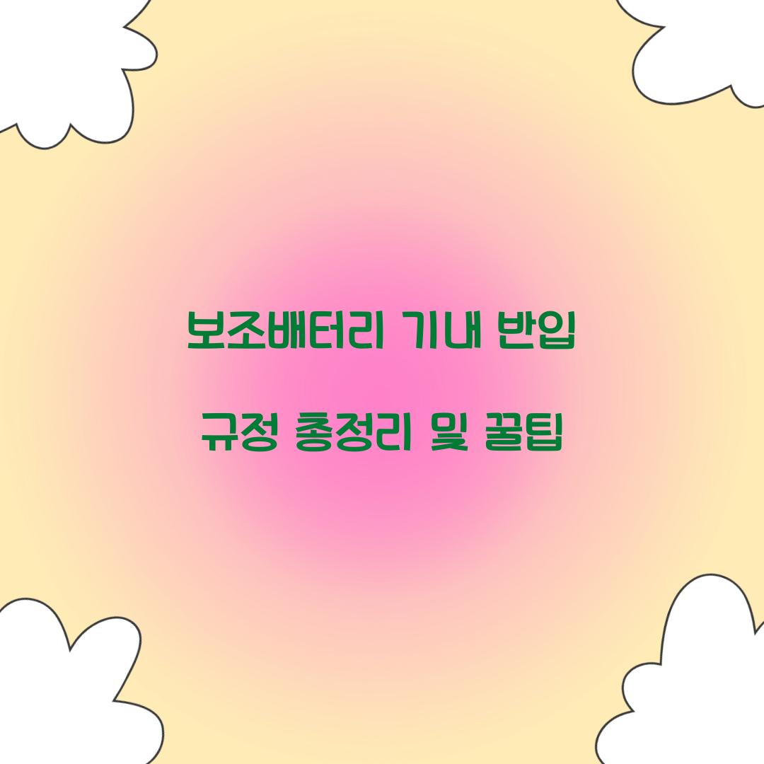보조배터리 기내 반입 규정