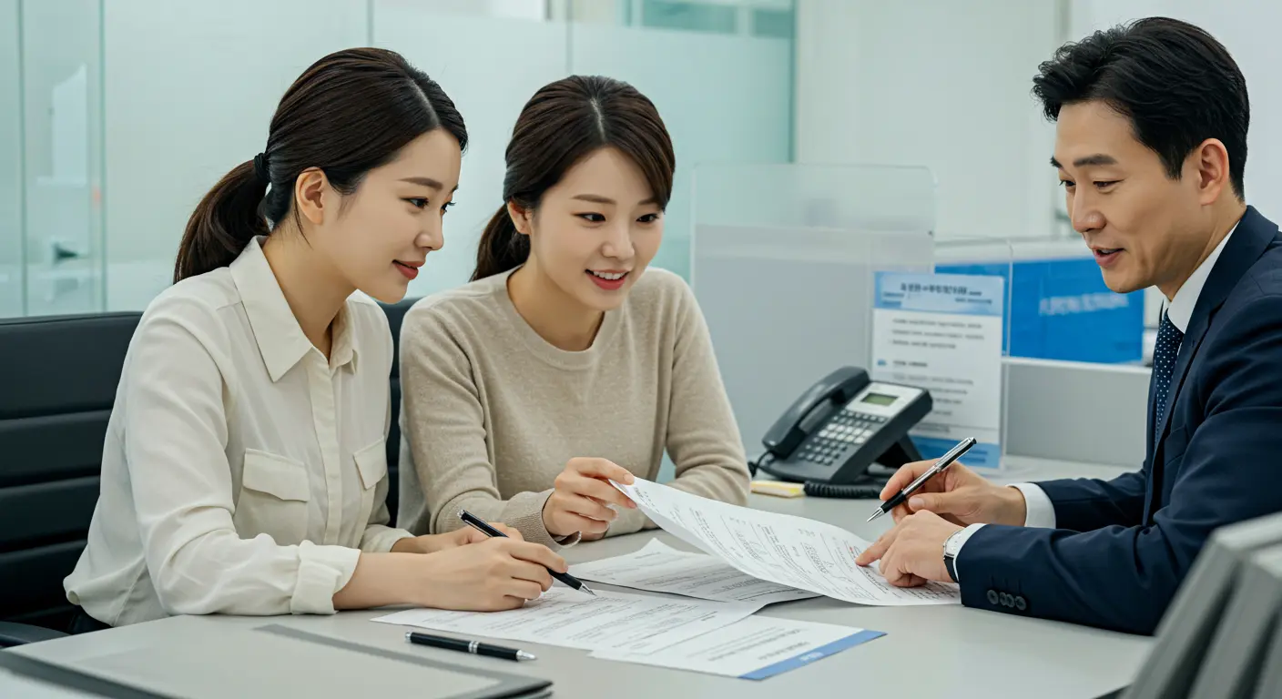 은행창구에서 청년주택드림청약을 상담하는 사람