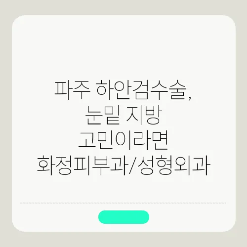 파주 하안검수술, 눈밑 지방 고민이라면 화정피부과/성형외과