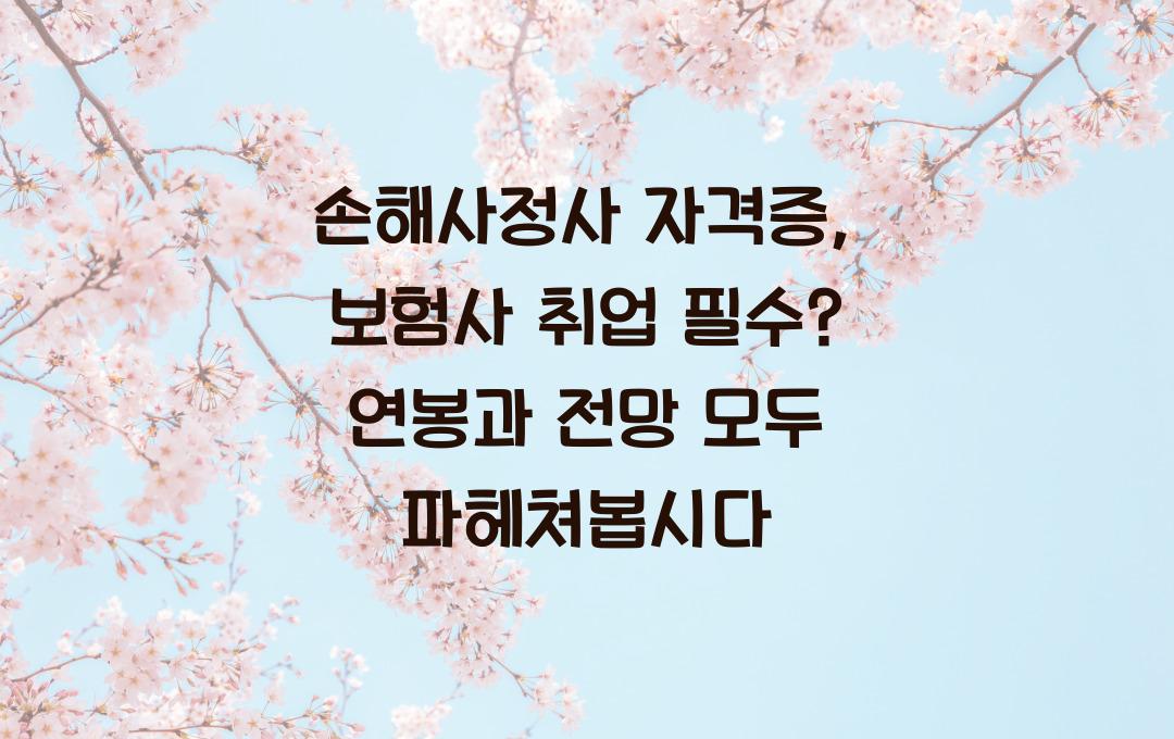 손해사정사 자격증, 보험사 취업 필수? 현실 연봉 & 전망 분석