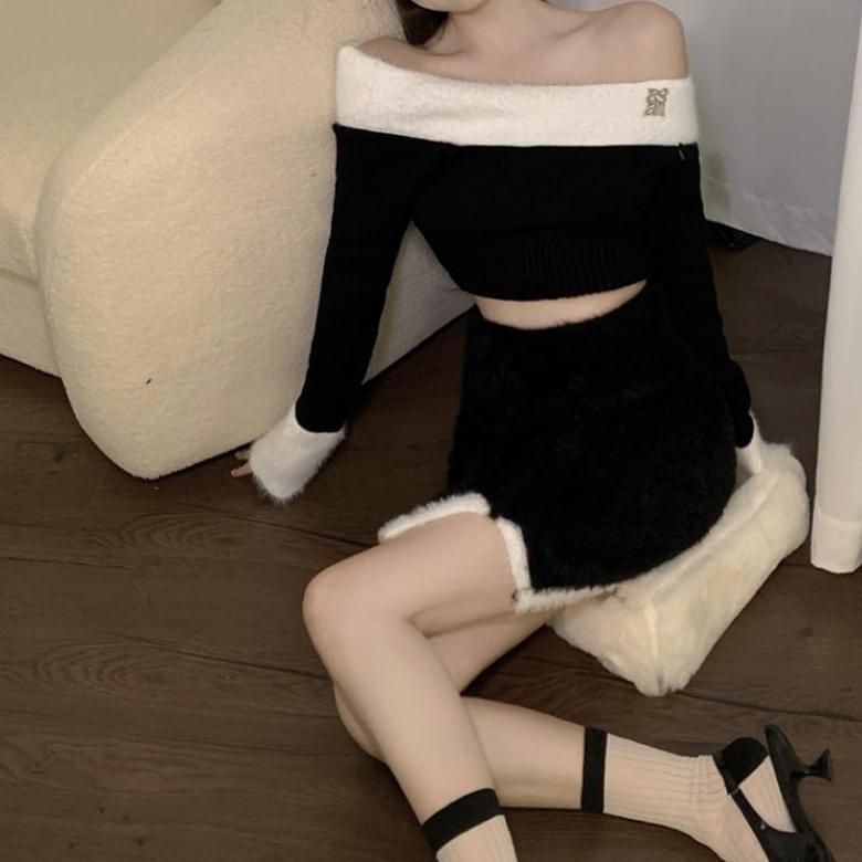 준연말룩 부드러운 앙고라 투피스 세트