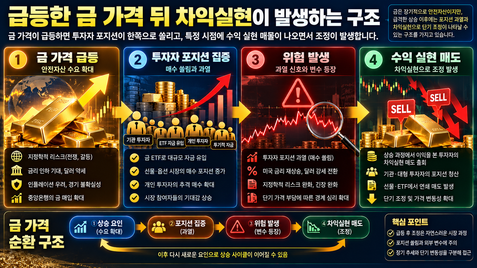 금값 급등 이후 차익실현 매물이 발생하는 구조