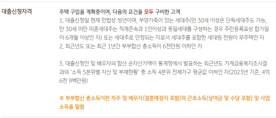 KB국민은행 주거안정주택구입자금대출 자격 조건 금리 필요 서류