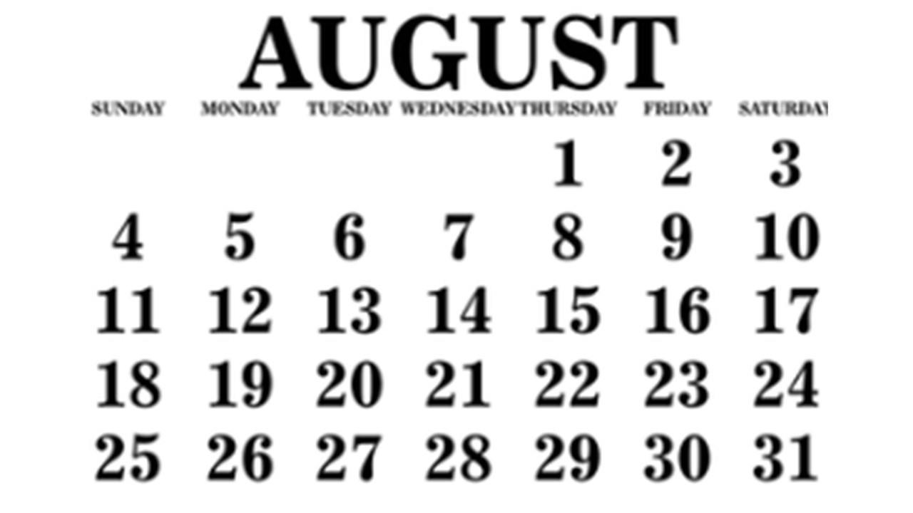 2024년 8월 달력