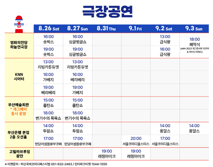 제12회 부산국제코미디페스티벌 티켓 예매 방법 개막식 입장료