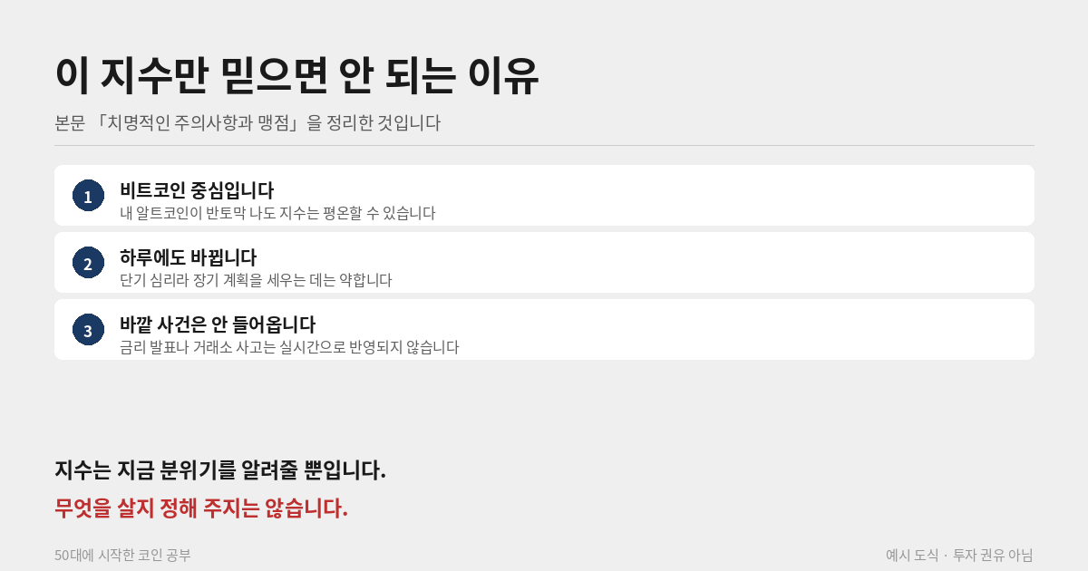 공포 탐욕 지수의 맹점 세 가지