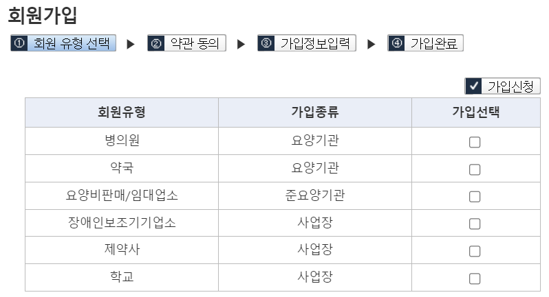 회원가입-회원유형-선택화면